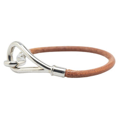 エルメス ジャンボ ブレスレット ブラウン シルバー レザー メタル レディース HERMES 【中古】