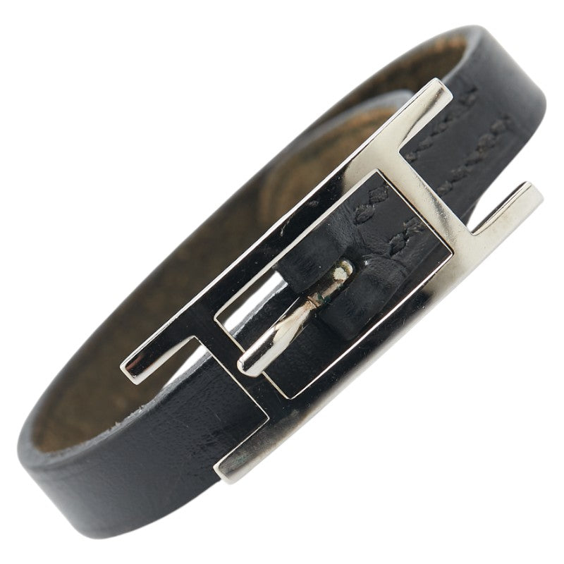 エルメス アピ3 ブレスレット ブラック メタル レザー レディース HERMES 【中古】