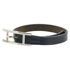 エルメス アピ3 ブレスレット ブラック メタル レザー レディース HERMES 【中古】