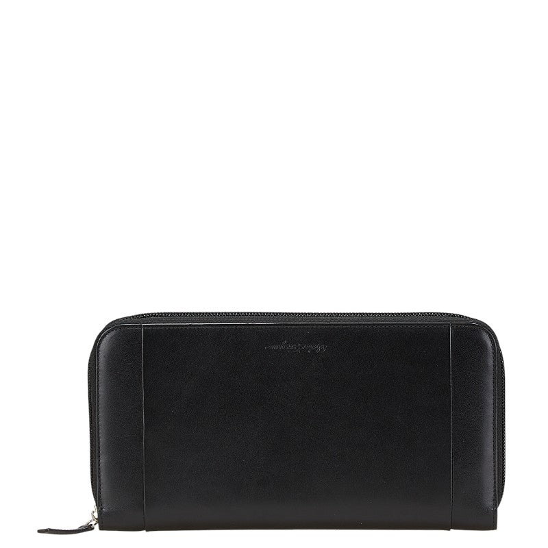サルヴァトーレフェラガモ 長財布 トラベルケース ブラック レザー レディース Salvatore Ferragamo 中古