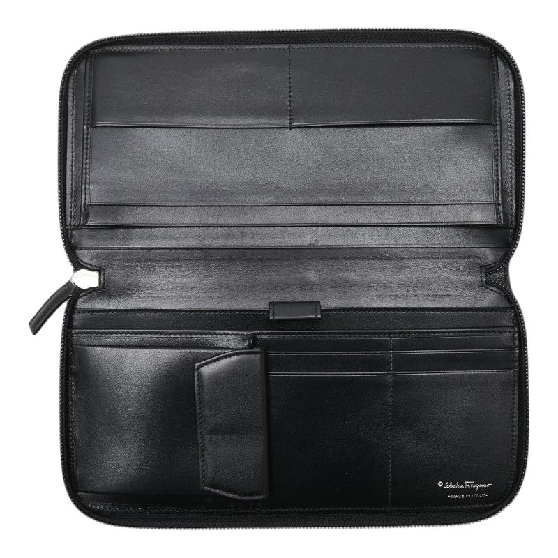 サルヴァトーレフェラガモ 長財布 トラベルケース ブラック レザー レディース Salvatore Ferragamo 【中古】