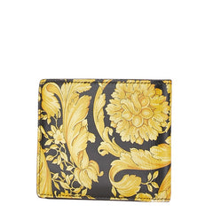 ヴェルサーチェ バロック メデューサ 二つ折り財布 ブラック イエロー レザー レディース VERSACE 【中古】