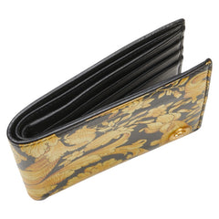 ヴェルサーチェ バロック メデューサ 二つ折り財布 ブラック イエロー レザー レディース VERSACE 【中古】