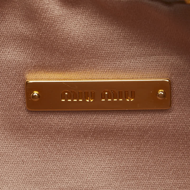ミュウミュウ リボン ポーチ 5ND010 ピンク レザー レディース MIUMIU 【中古】