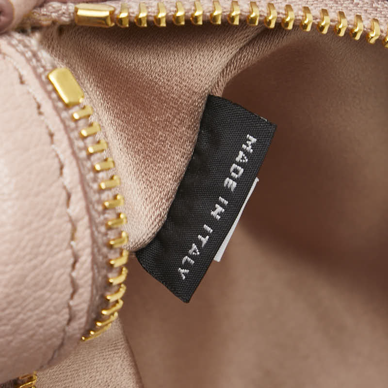 ミュウミュウ リボン ポーチ 5ND010 ピンク レザー レディース MIUMIU 【中古】