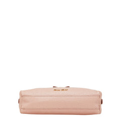 ミュウミュウ リボン ポーチ 5ND010 ピンク レザー レディース MIUMIU 【中古】