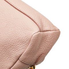 ミュウミュウ リボン ポーチ 5ND010 ピンク レザー レディース MIUMIU 【中古】