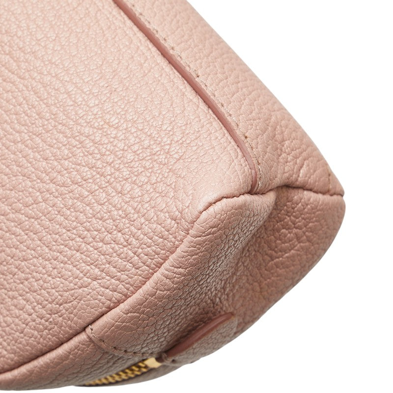 ミュウミュウ リボン ポーチ 5ND010 ピンク レザー レディース MIUMIU 【中古】