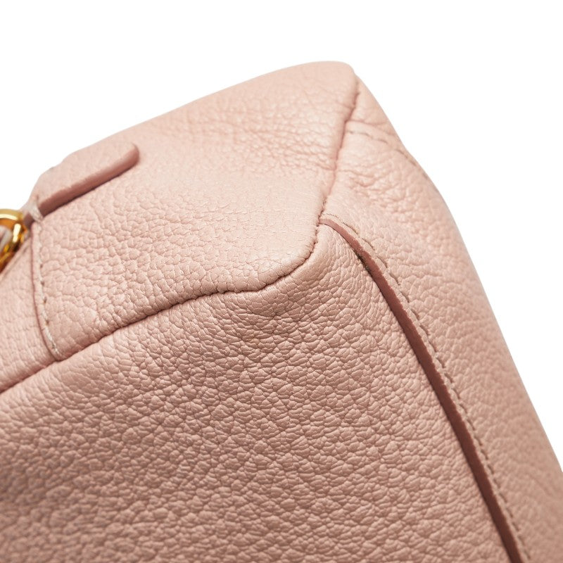 ミュウミュウ リボン ポーチ 5ND010 ピンク レザー レディース MIUMIU 【中古】