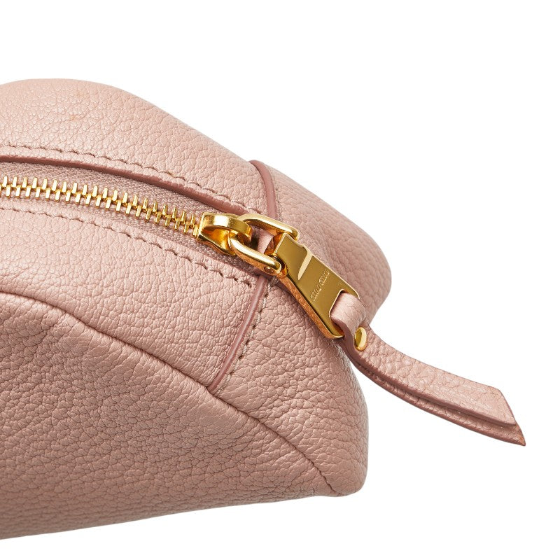 ミュウミュウ リボン ポーチ 5ND010 ピンク レザー レディース MIUMIU 【中古】