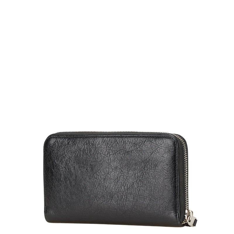 バレンシアガ 長財布 ラウンドファスナー 541996 ブラック シルバー レザー メンズ BALENCIAGA 【中古】