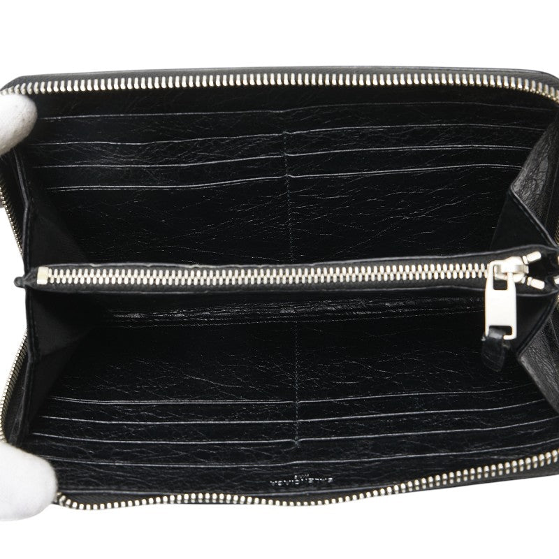 バレンシアガ 長財布 ラウンドファスナー 541996 ブラック シルバー レザー メンズ BALENCIAGA 【中古】