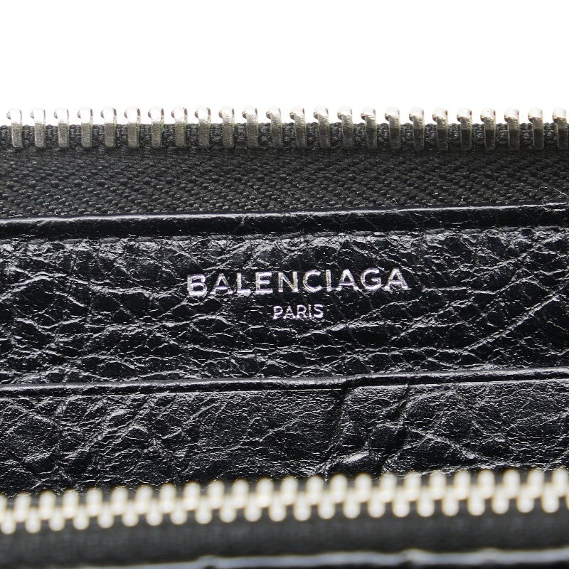 バレンシアガ 長財布 ラウンドファスナー 541996 ブラック シルバー レザー メンズ BALENCIAGA 【中古】