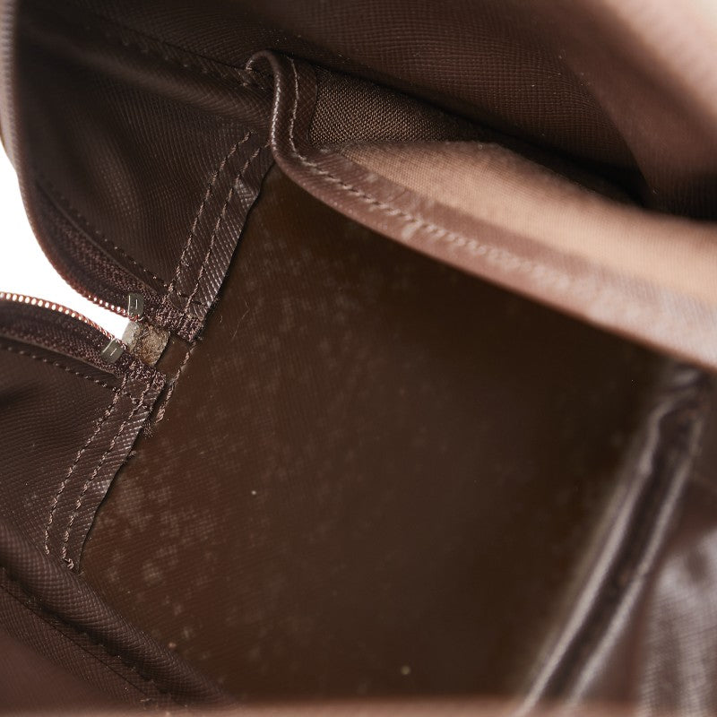 バーバリー チェック ハンドバッグ カーキ ブラウン キャンバス レザー レディース BURBERRY 【中古】