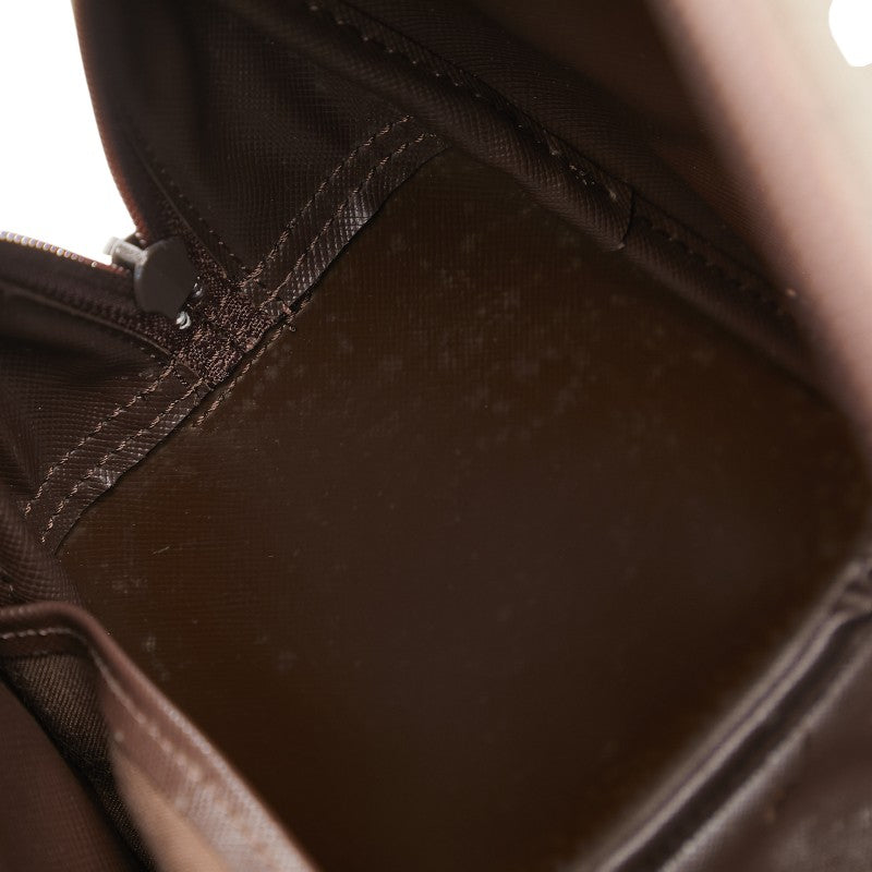 バーバリー チェック ハンドバッグ カーキ ブラウン キャンバス レザー レディース BURBERRY 【中古】