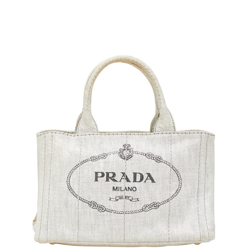 プラダ カナパ ハンドバッグ グレー キャンバス レディース PRADA 【中古】
