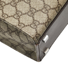 グッチ GGスプリーム ハンドバッグ トートバッグ 91249 ベージュ ブラウン PVC レザー レディース GUCCI 【中古】