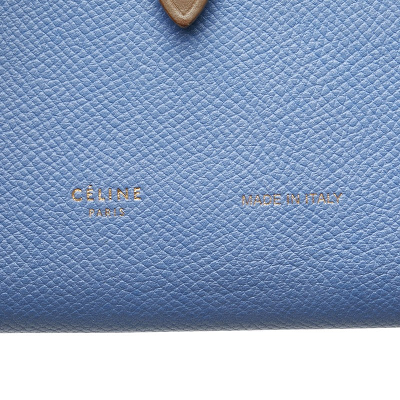 セリーヌ ラージ マルチファンクション 長財布 ブルー グレージュ レザー レディース CELINE 【中古】