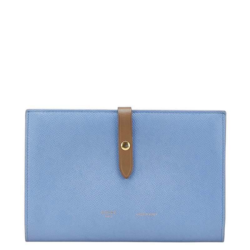 セリーヌ ラージ マルチファンクション 長財布 ブルー グレージュ レザー レディース CELINE 【中古】