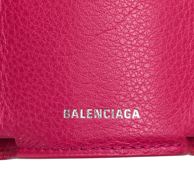 バレンシアガ 三つ折り財布 コンパクトウォレット 391446 ピンク レザー レディース BALENCIAGA 【中古】
