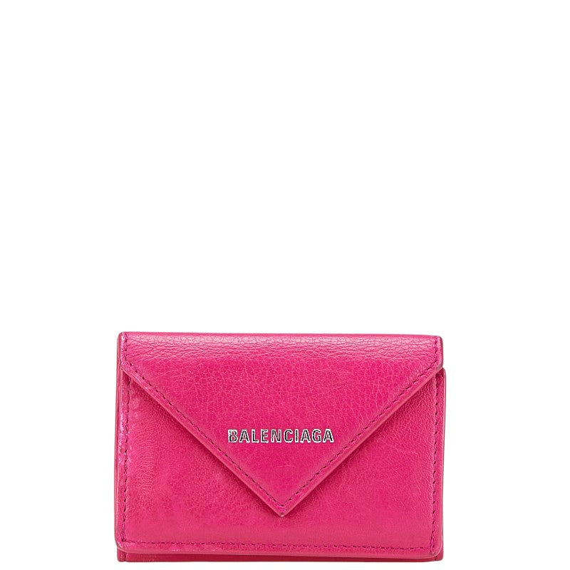 バレンシアガ 三つ折り財布 コンパクトウォレット 391446 ピンク レザー レディース BALENCIAGA 【中古】