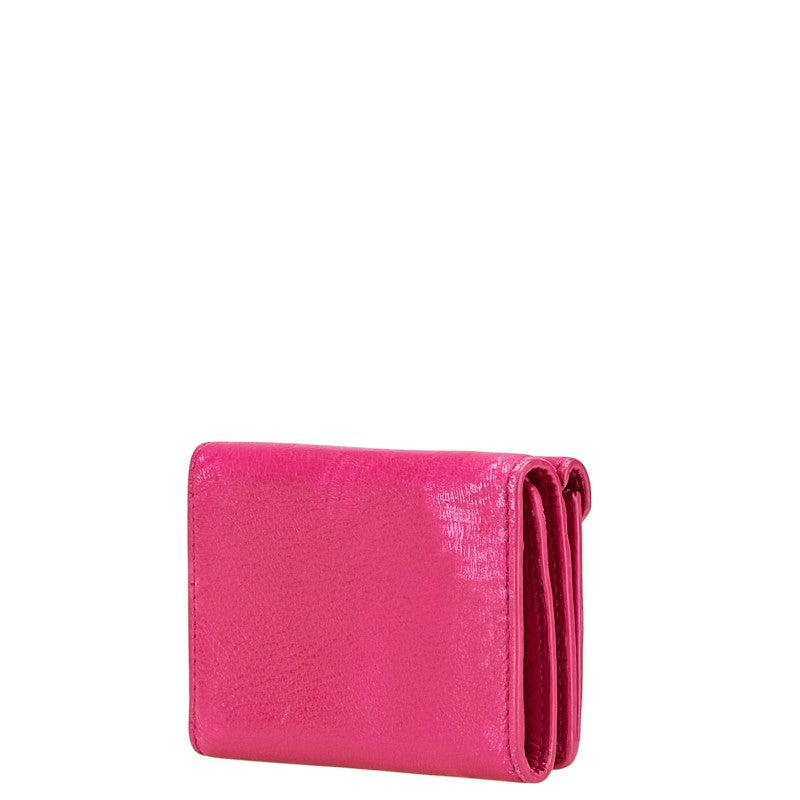 バレンシアガ 三つ折り財布 コンパクトウォレット 391446 ピンク レザー レディース BALENCIAGA 【中古】