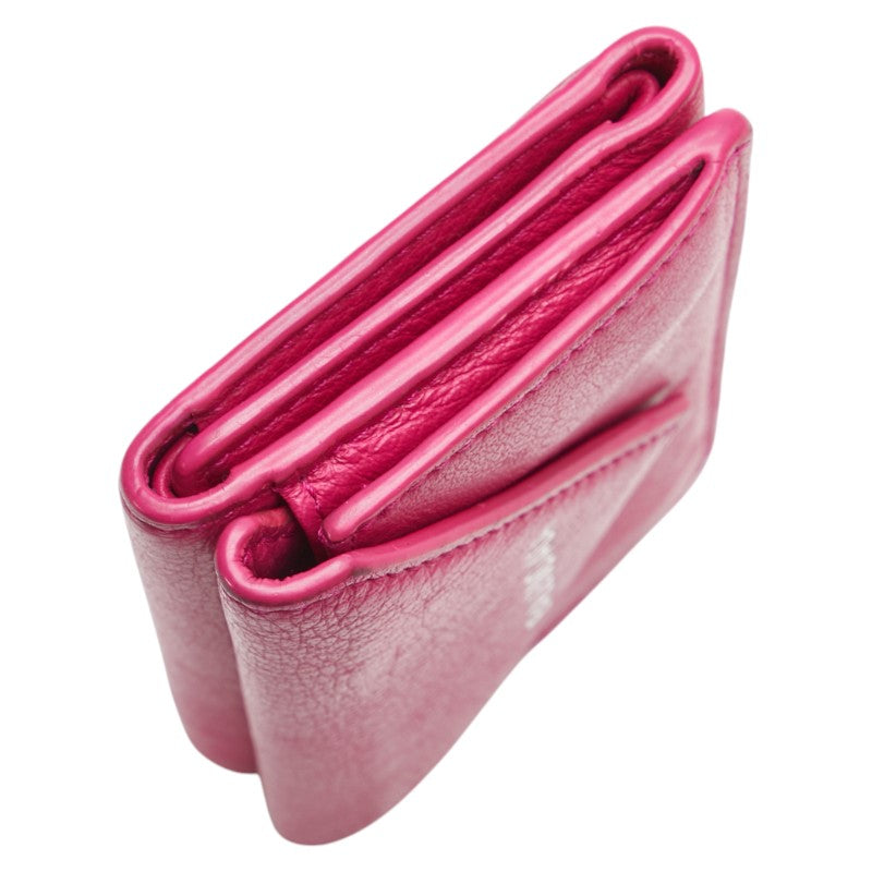 バレンシアガ 三つ折り財布 コンパクトウォレット 391446 ピンク レザー レディース BALENCIAGA 【中古】