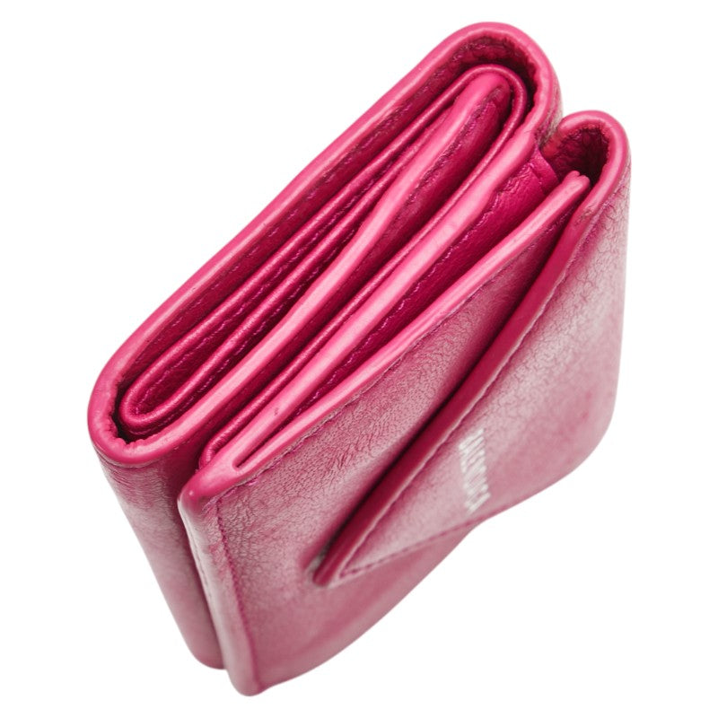バレンシアガ 三つ折り財布 コンパクトウォレット 391446 ピンク レザー レディース BALENCIAGA 【中古】