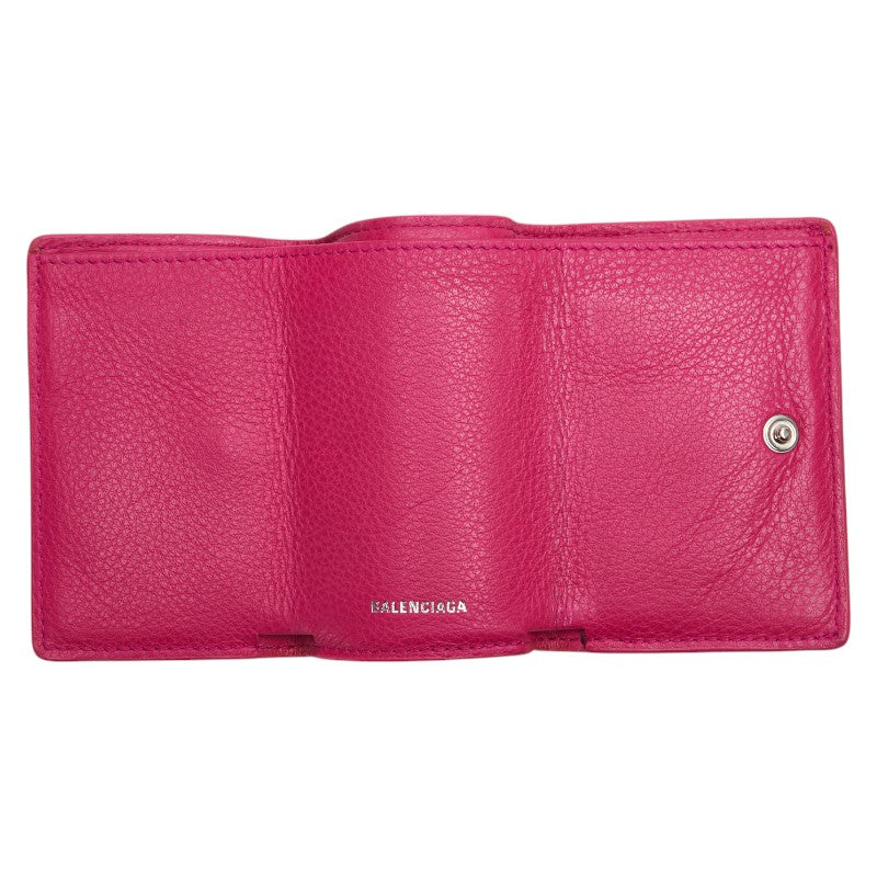 バレンシアガ 三つ折り財布 コンパクトウォレット 391446 ピンク レザー レディース BALENCIAGA 【中古】