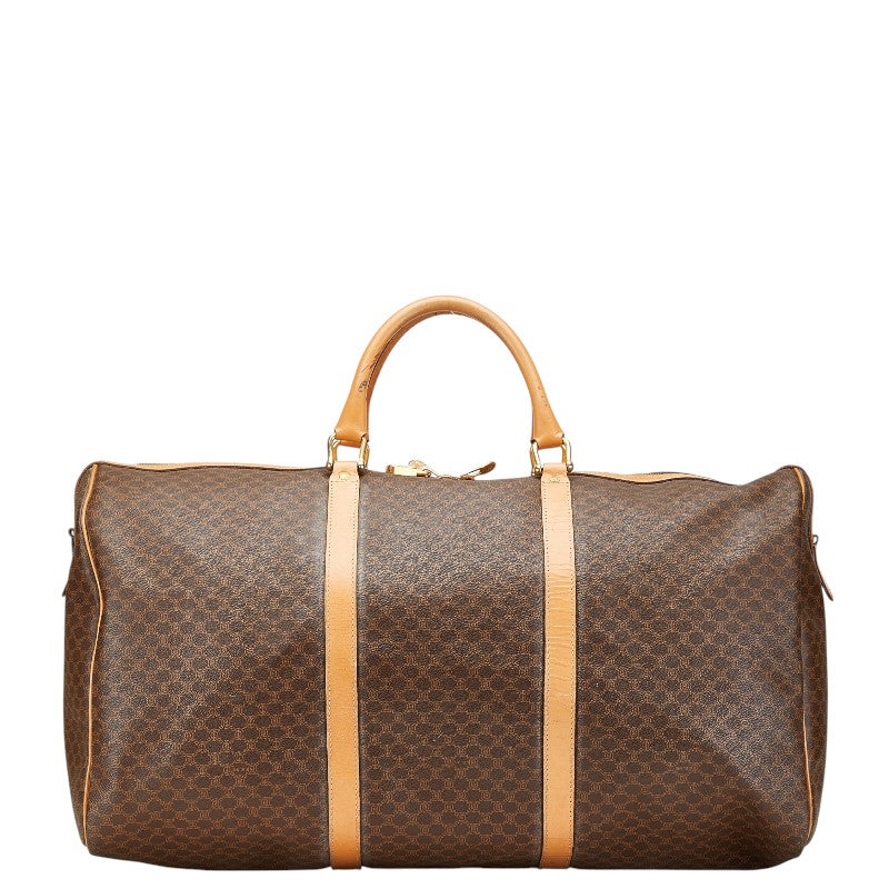 セリーヌ マカダム ハンドバッグ ボストンバッグ ブラウン PVC レザー レディース CELINE 【中古】