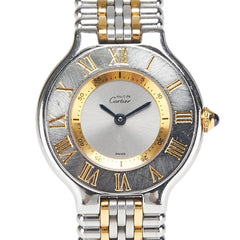 カルティエ マスト21 ヴァンティアン 腕時計 W10073R6 クオーツ シルバー文字盤 ステンレススチール イエローゴールド レディース CARTIER 【中古】