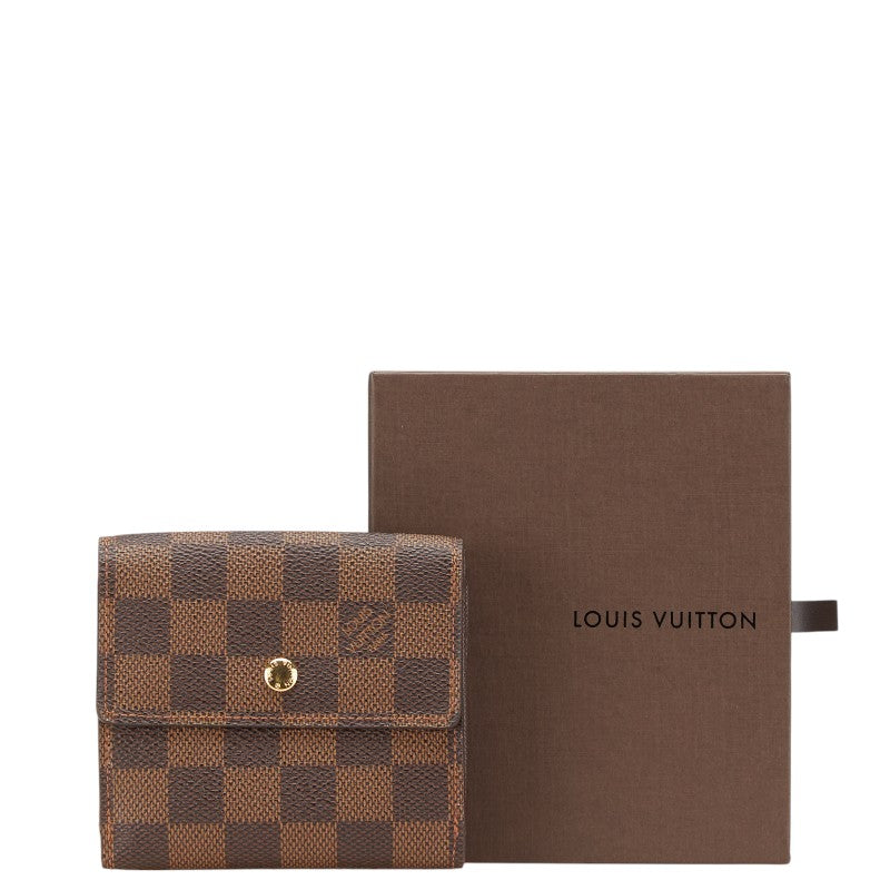 ルイ ヴィトン ダミエ ポルトフォイユ エリーズ 二つ折り財布 N61654 ブラウン PVC レザー レディース LOUIS VUITTON 【中古】