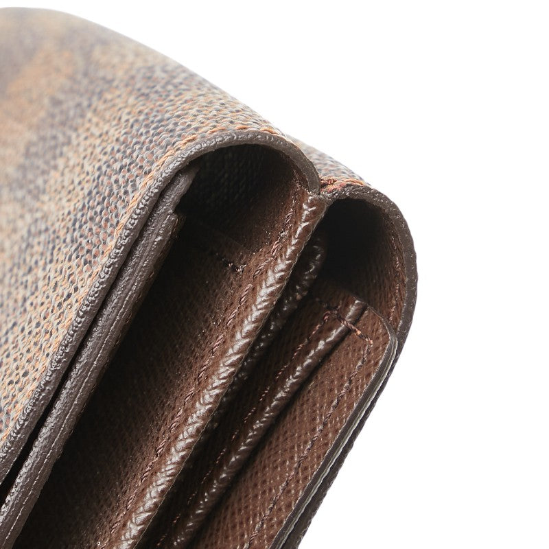 ルイ ヴィトン ダミエ ポルトフォイユ エリーズ 二つ折り財布 N61654 ブラウン PVC レザー レディース LOUIS VUITTON 【中古】