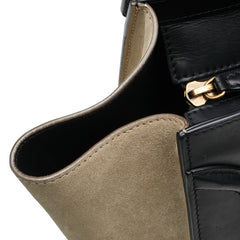 セリーヌ ラゲージ ミニショッパー ハンドバッグ ブラック グレージュ ホワイト レザー キャンバス スウェード レディース CELINE 【中古】