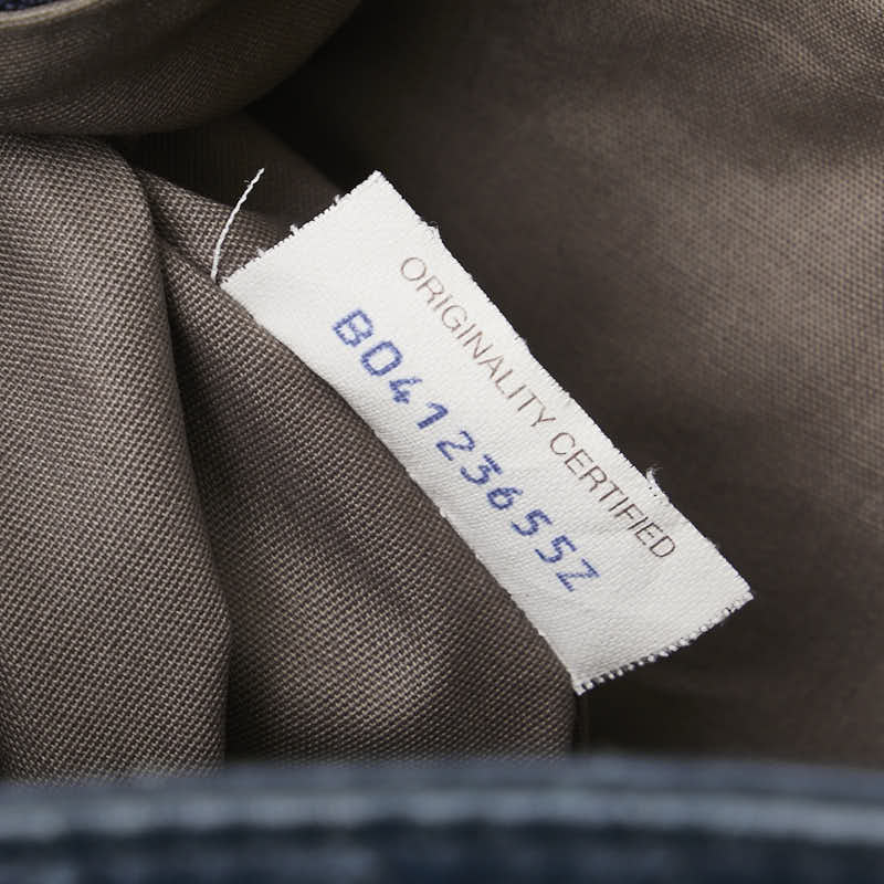ボッテガヴェネタ イントレチャート 斜め掛け ショルダーバッグ ネイビー ブラック レザー レディース BOTTEGAVENETA 【中古】