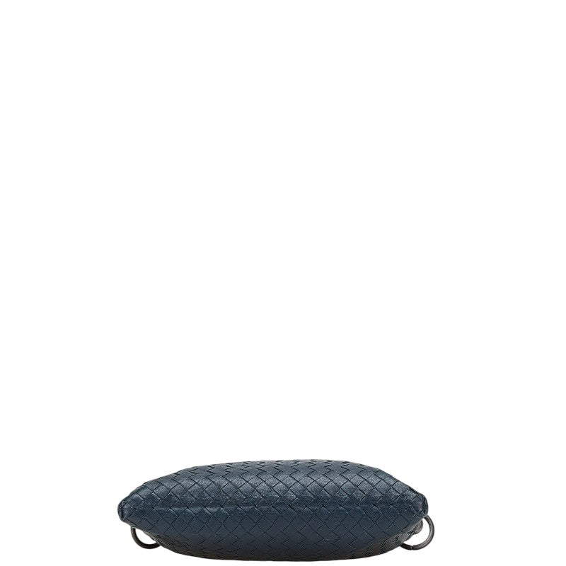 ボッテガヴェネタ イントレチャート 斜め掛け ショルダーバッグ ネイビー ブラック レザー レディース BOTTEGAVENETA 【中古】