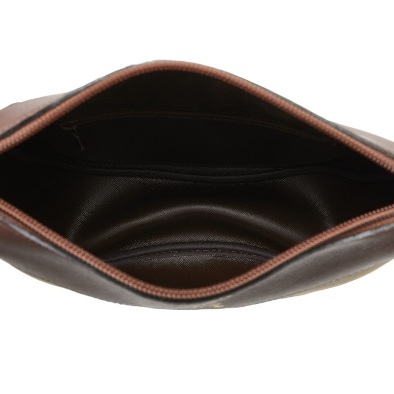 バーバリー チェック ショルダーバッグ カーキ ブラウン キャンバス レザー レディース BURBERRY 【中古】