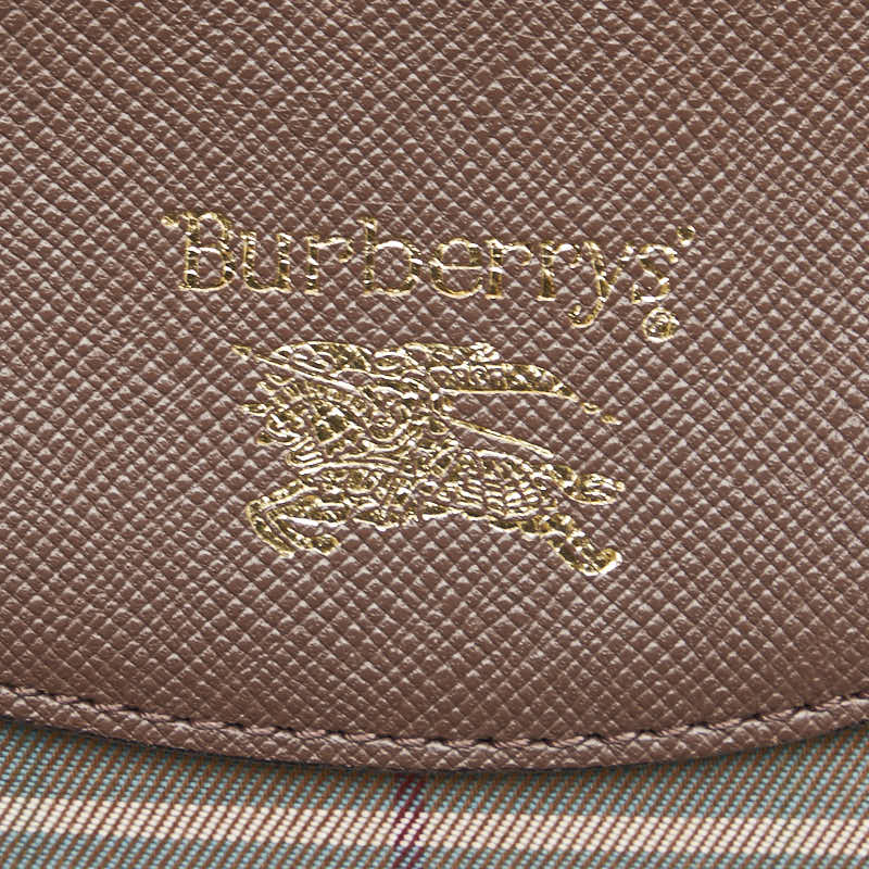 バーバリー チェック ショルダーバッグ カーキ ブラウン キャンバス レザー レディース BURBERRY 【中古】