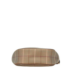 バーバリー チェック ショルダーバッグ カーキ ブラウン キャンバス レザー レディース BURBERRY 【中古】
