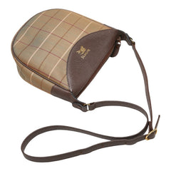 バーバリー チェック ショルダーバッグ カーキ ブラウン キャンバス レザー レディース BURBERRY 【中古】