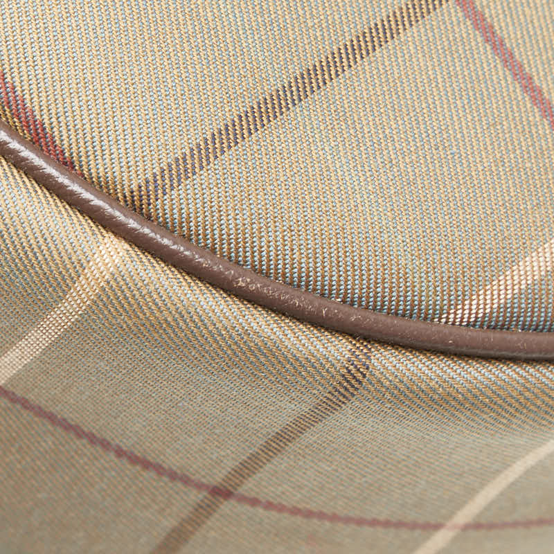 バーバリー チェック ショルダーバッグ カーキ ブラウン キャンバス レザー レディース BURBERRY 【中古】