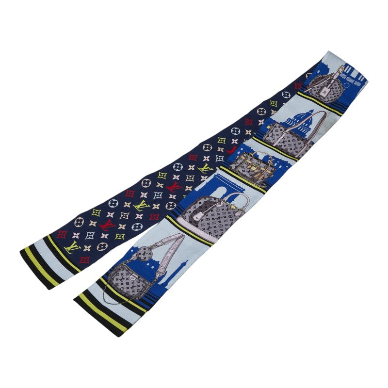 ルイ ヴィトン バンドースカイライン スカーフ M77317 ブルー ネイビー マルチカラー シルク レディース LOUIS VUITTON 【中古】