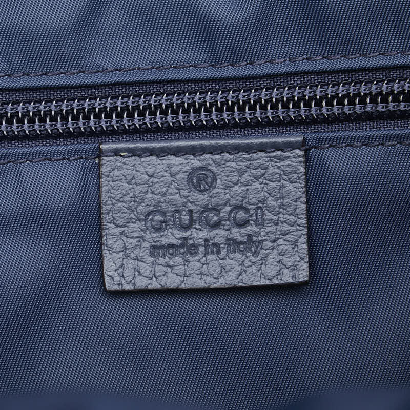 グッチ GGナイロン 斜め掛け ショルダーバッグ メッセンジャーバッグ 387070 ネイビー ナイロン レザー レディース GUCCI 【中古】