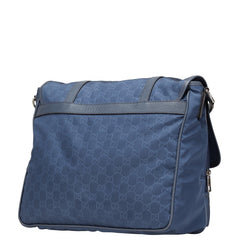 グッチ GGナイロン 斜め掛け ショルダーバッグ メッセンジャーバッグ 387070 ネイビー ナイロン レザー レディース GUCCI 【中古】