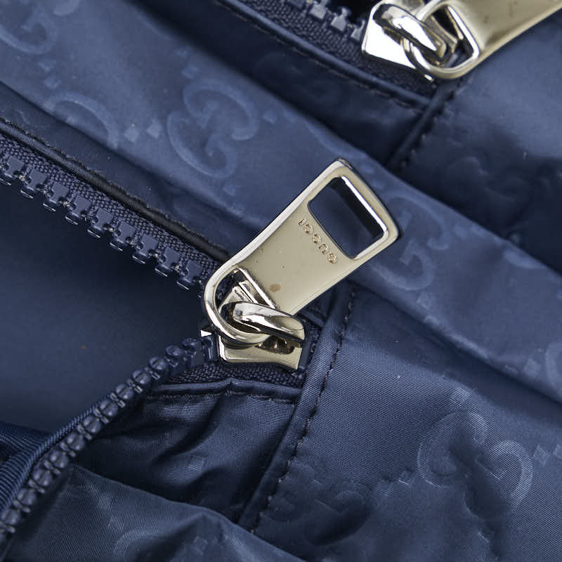 グッチ GGナイロン 斜め掛け ショルダーバッグ メッセンジャーバッグ 387070 ネイビー ナイロン レザー レディース GUCCI 【中古】