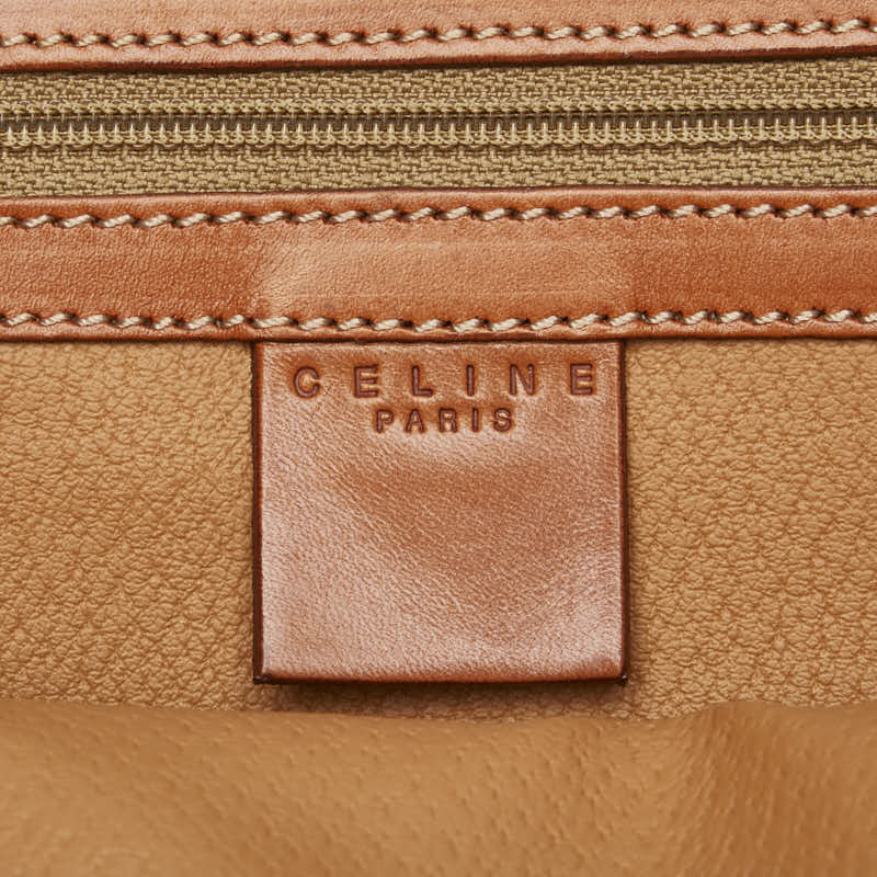 セリーヌ マカダム ハンドバッグ ブラウン PVC レザー レディース CELINE 【中古】