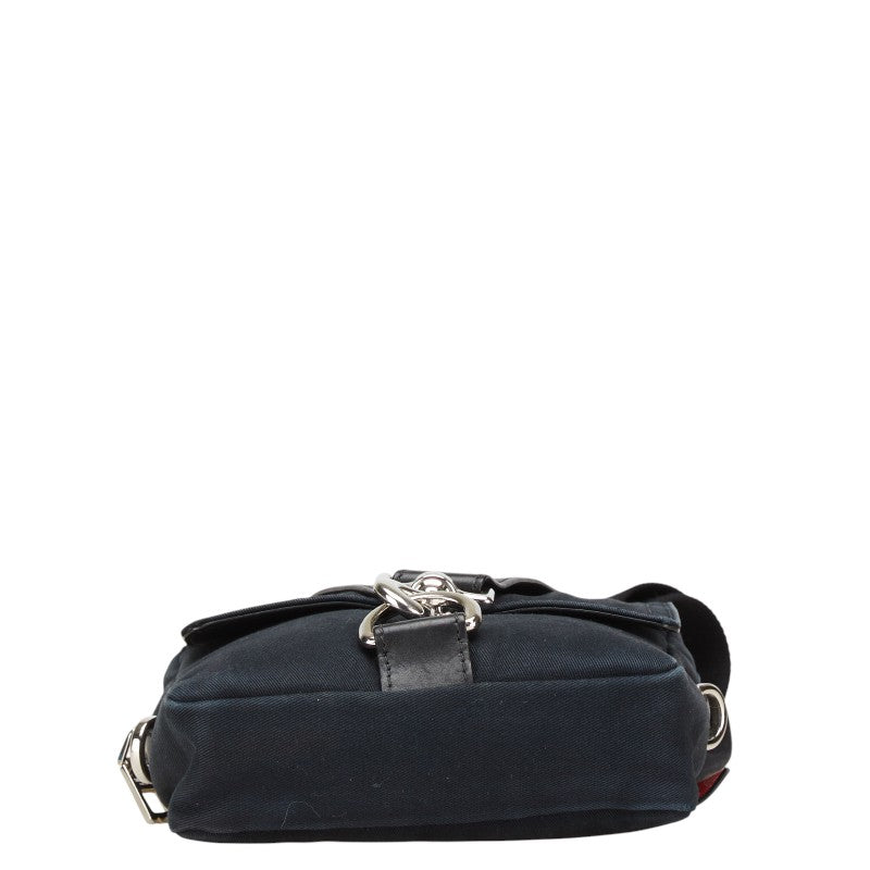 ヴァレンティノ スタッズ 斜め掛け ショルダーバッグ ブラック キャンバス レザー レディース VALENTINO 【中古】