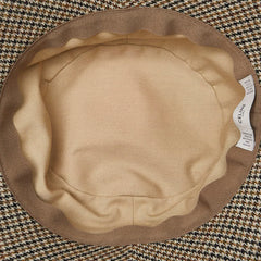 セリーヌ 千鳥格子 ロゴ 帽子 バケットハット サイズ:M ブラウン ブラック ウール ポリエステル コットン レディース CELINE 【中古】