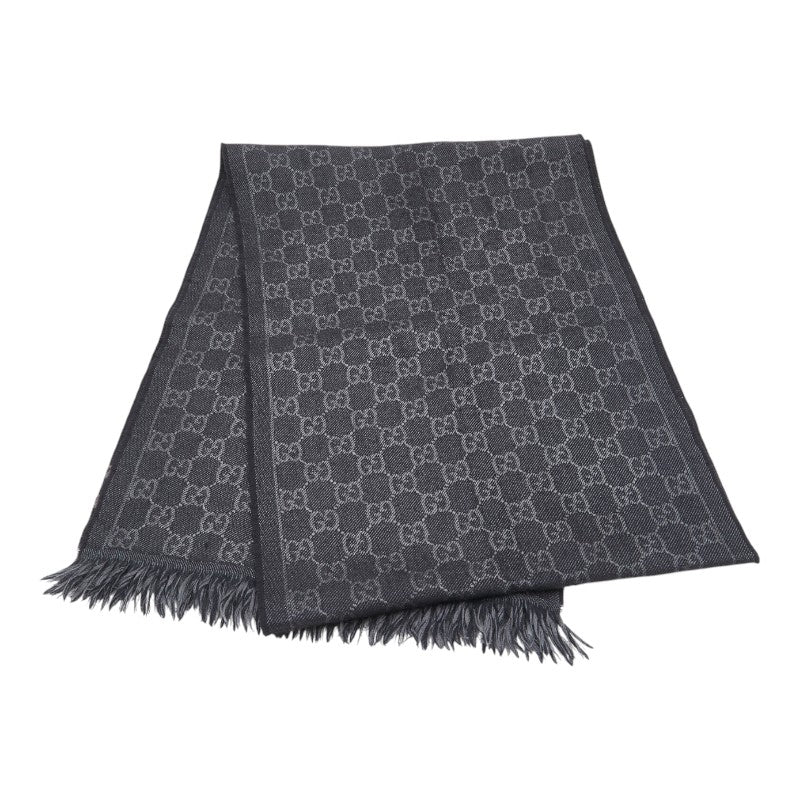 グッチ GG柄 マフラー ブラック グレー レディース GUCCI 【中古】