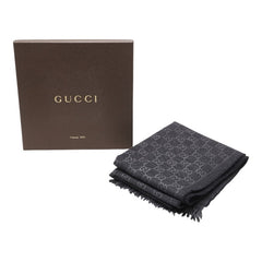 グッチ GG柄 マフラー ブラック グレー レディース GUCCI 【中古】